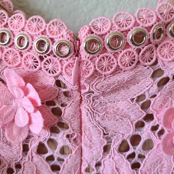 Fairy Coquette Lace Dress Size 2 Pink Michael Kors 3D Floral Appliquéd HOCO - Picture 10 of 12